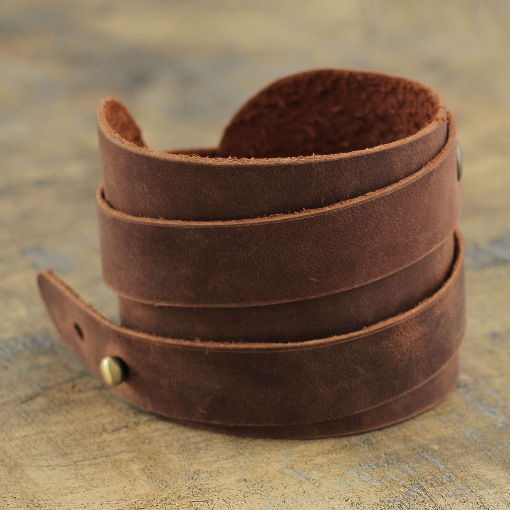Men's Artisan Crafted Leather Wristband Bracelet - Wari Warrior in ...