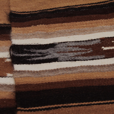 100% alpaca wool blanket, 'Huanca' (twin) - Handwoven Alpaca Wool Striped Blanket (Twin)