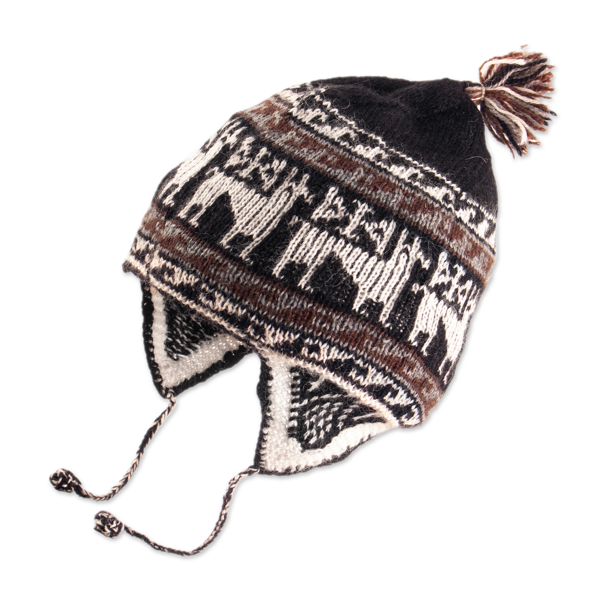 UNICEF Market | Andean Chullo Hat in Black and White Natural Yarns ...