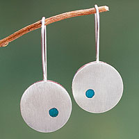 Chrysocolla dangle earrings, 'Moon Gazer'