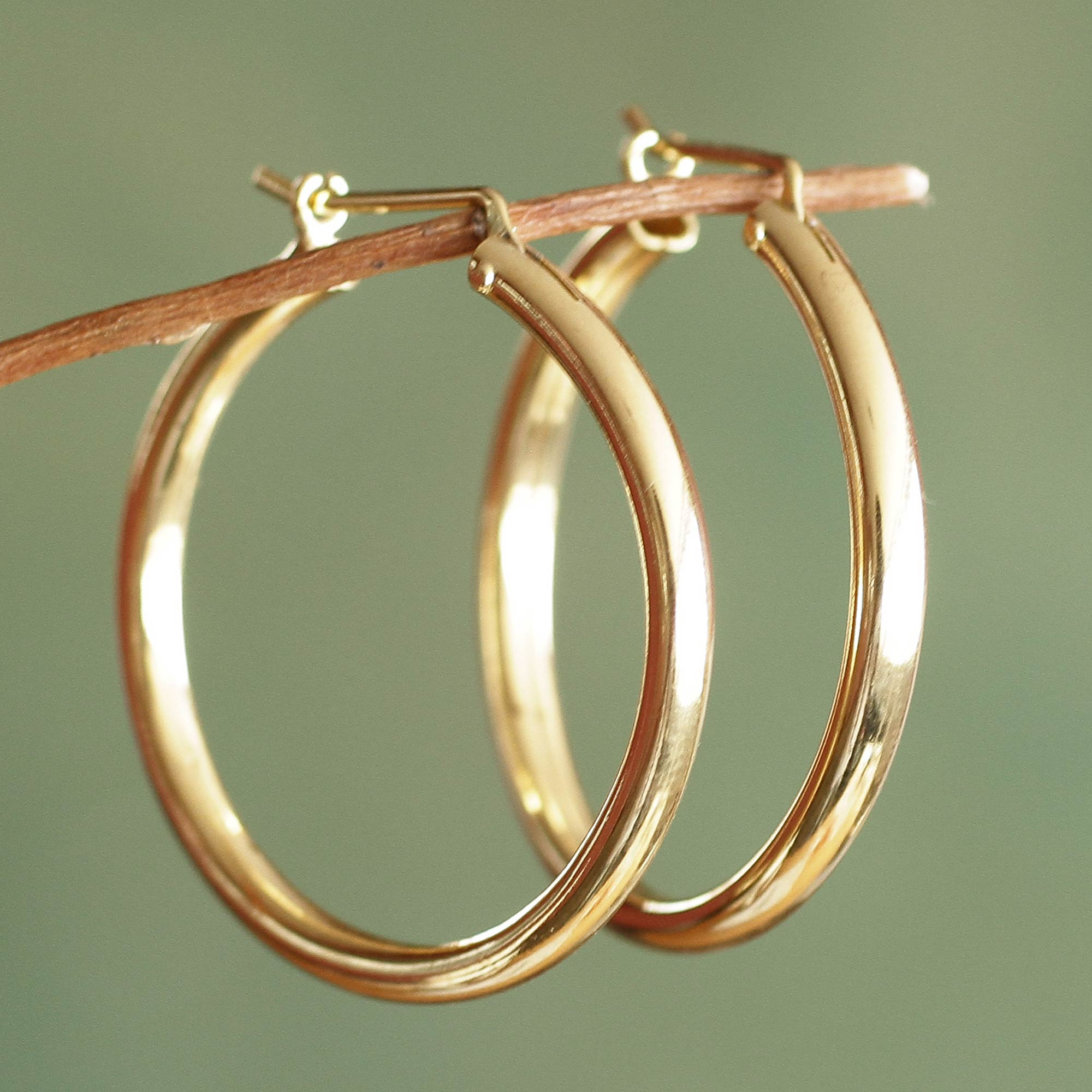 Classic Gold Vermeil Hoop Earrings - Minimalist Magic | NOVICA