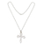 Sterling silver pendant necklace, 'Tulip Cross' - Textured Silver Floral Cross Necklace (image 2a) thumbail