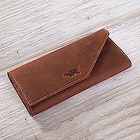 Leather wallet, 'Inca Hummingbird'