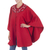 Alpaca blend ruana cloak, 'Elegant Red' - Red Alpaca Blend Ruana Cloak with Crochet Trim (image 2b) thumbail