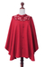 Alpaca blend ruana cloak, 'Elegant Red' - Red Alpaca Blend Ruana Cloak with Crochet Trim (image 2d) thumbail