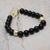 Gold vermeil obsidian beaded bracelet, 'Golden Night' - Handmade Gold Vermeil Beaded Obsidian Bracelet (image 2) thumbail