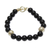Gold vermeil obsidian beaded bracelet, 'Golden Night' - Handmade Gold Vermeil Beaded Obsidian Bracelet thumbail