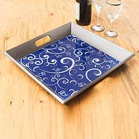 Painted glass tray, Scintillating Night