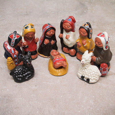 Ceramic nativity scene, 'Christmas Peace' (10 pieces) - Andean 10-Piece Ceramic Nativity Scene Set