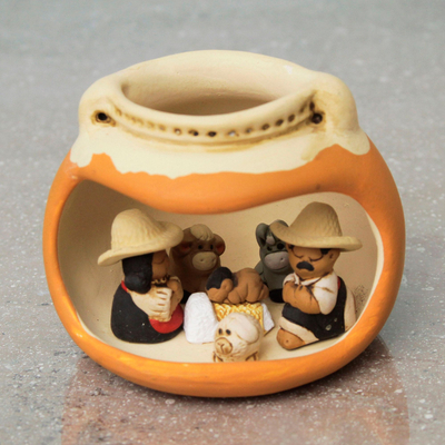 Ceramic nativity scene, 'Vessel Born' - Artisan Crafted Peruvian Nativity Scene