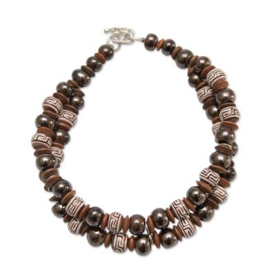 Andean Artisan Crafted Bracelet of Brown Ceramic Beads