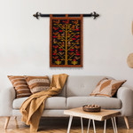 Wool tapestry, 'Wildlife' - Handmade Orange and Black Andean Wool Tapestry