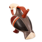 Museum Replica Bird Theme Ceramic Vessel from Peru - Nazca