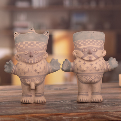 Keramikfiguren, (Paar) - Zwei handgefertigte Museumsrepliken von Chancay-Figuren aus Peru