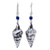 Sterling silver and sodalite dangle earrings, 'Marine Memoirs' - Sterling Silver Shell Design Hook Earrings with Sodalite thumbail