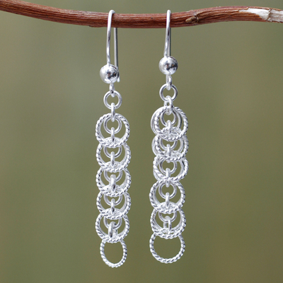 Sterling silver dangle earrings, 'State of Transformation' - Artisan Crafted Peruvian Sterling Silver Hook Earrings