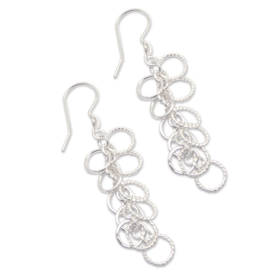 Sterling silver dangle earrings, 'State of Transformation' - Artisan Crafted Peruvian Sterling Silver Hook Earrings