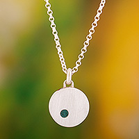 Chrysocolla pendant necklace, 'Moon Gazer'