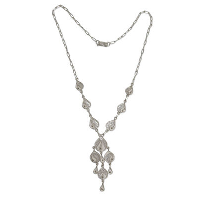 Artisan Crafted Y-Necklace in Sterling Silver Filigree Art