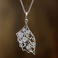 Sterling silver filigree necklace, 'Andean Nettle' - Hand Crafted Peruvian Sterling Silver Filigree Necklace