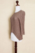 100% alpaca tunic, 'Cinnamon Dreams' - Brown 100% Alpaca Tunic Sweater from Peru (image 2e) thumbail