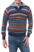 Men's 100% alpaca pullover sweater, 'Steel Blue Heights' - Men's 100% Alpaca Pullover Sweater with Turtleneck (image 2a) thumbail
