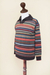 Men's 100% alpaca pullover sweater, 'Brown Heights' - Men's 100% Alpaca Striped Pullover Sweater with Turtleneck (image 2b) thumbail