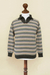 Men's 100% alpaca pullover sweater, 'Dark Grey Heights' - Men's 100% Alpaca Pullover Sweater with Turtleneck (image 2f) thumbail