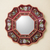 Reverse painted glass mirror, 'Wine Blossom Fiesta' - Burgundy Floral Reverse Painted Glass Wall Mirror thumbail