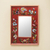 Reverse painted glass mirror, 'Scarlet Fields' - Modern Andean Hand Painted Wall Mirror (image 2) thumbail
