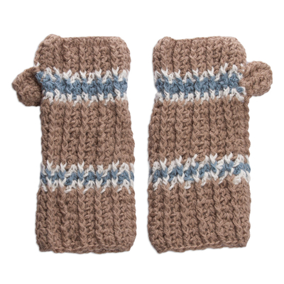 Alpaca Mittens Hand Knit Fingerless Gloves from Peru
