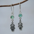 Opal dangle earrings, 'Inca Tumi' - Artisan Crafted Sterling Silver and Opal Hook Earrings (image 2) thumbail