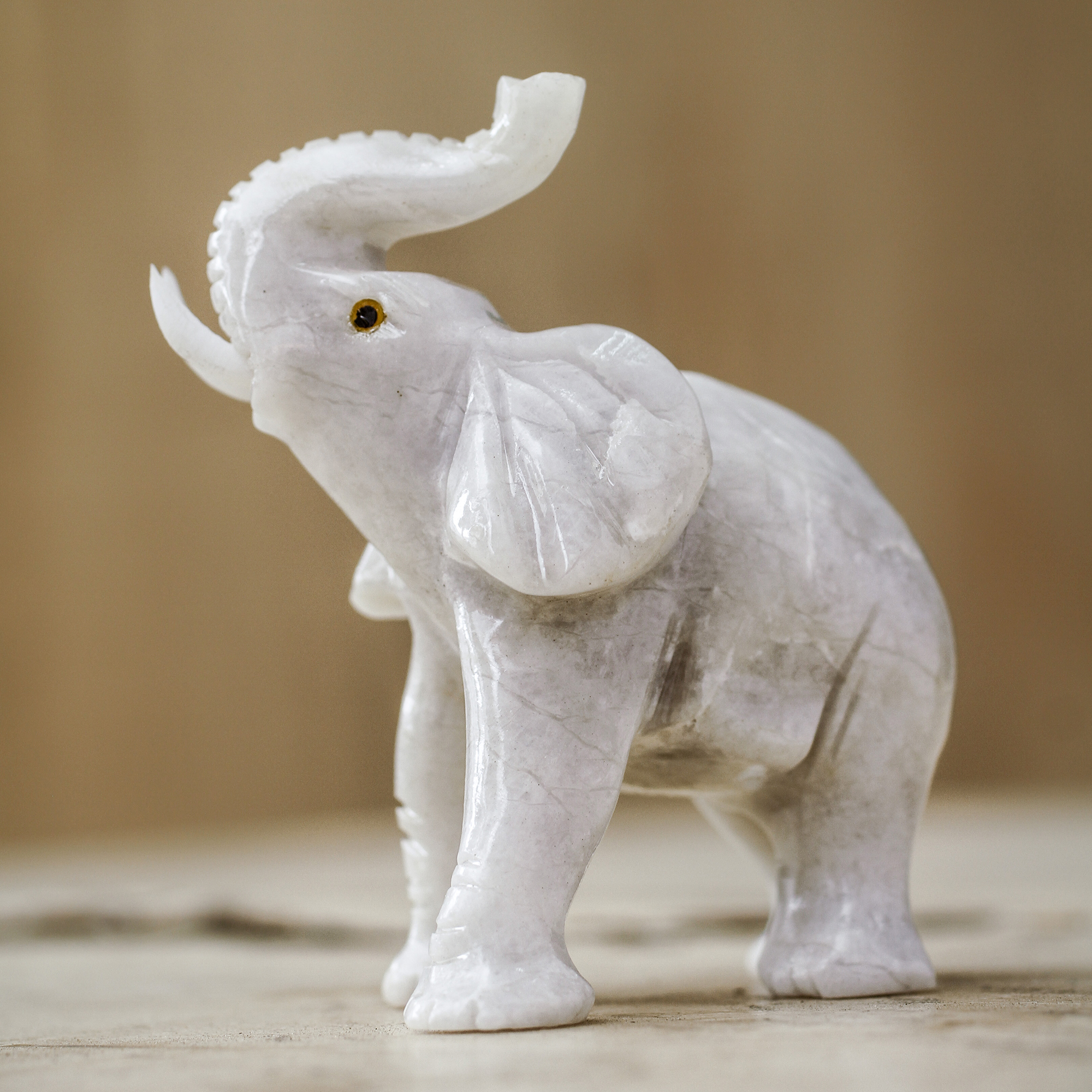 Natural Stone Elephant Figurine Sculpture Artisan Crafted Mighty