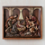 Cedar relief panel, 'Nativity with Shepherds' - Handcrafted Cedar Wood Nativity Scene Relief Sculpture thumbail