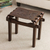 Mohena wood and leather stool, 'Colonial Elegance' - Artisan Crafted Colonial Theme Hardwood and Leather Stool (image 2) thumbail