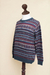 Men's 100% alpaca sweater, 'Colca Canyon' - Patterned Blue and Burgundy Alpaca Men's Knit Sweater (image 2e) thumbail