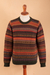 Men's 100% alpaca sweater, 'Andean Homeland' - Multicolor Alpaca Men's Sweater with Forest Green (image 2c) thumbail