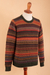 Men's 100% alpaca sweater, 'Andean Homeland' - Multicolor Alpaca Men's Sweater with Forest Green (image 2d) thumbail