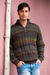 Men's 100% alpaca sweater, 'Traveler' - Peruvian 100% Alpaca Men's Sweater with Zipper (image 2) thumbail