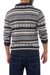 Men's 100% alpaca sweater, 'Huascaran Explorer' - Grey and Ivory Men's Alpaca Sweater with a Zipper Turtleneck (image 2b) thumbail