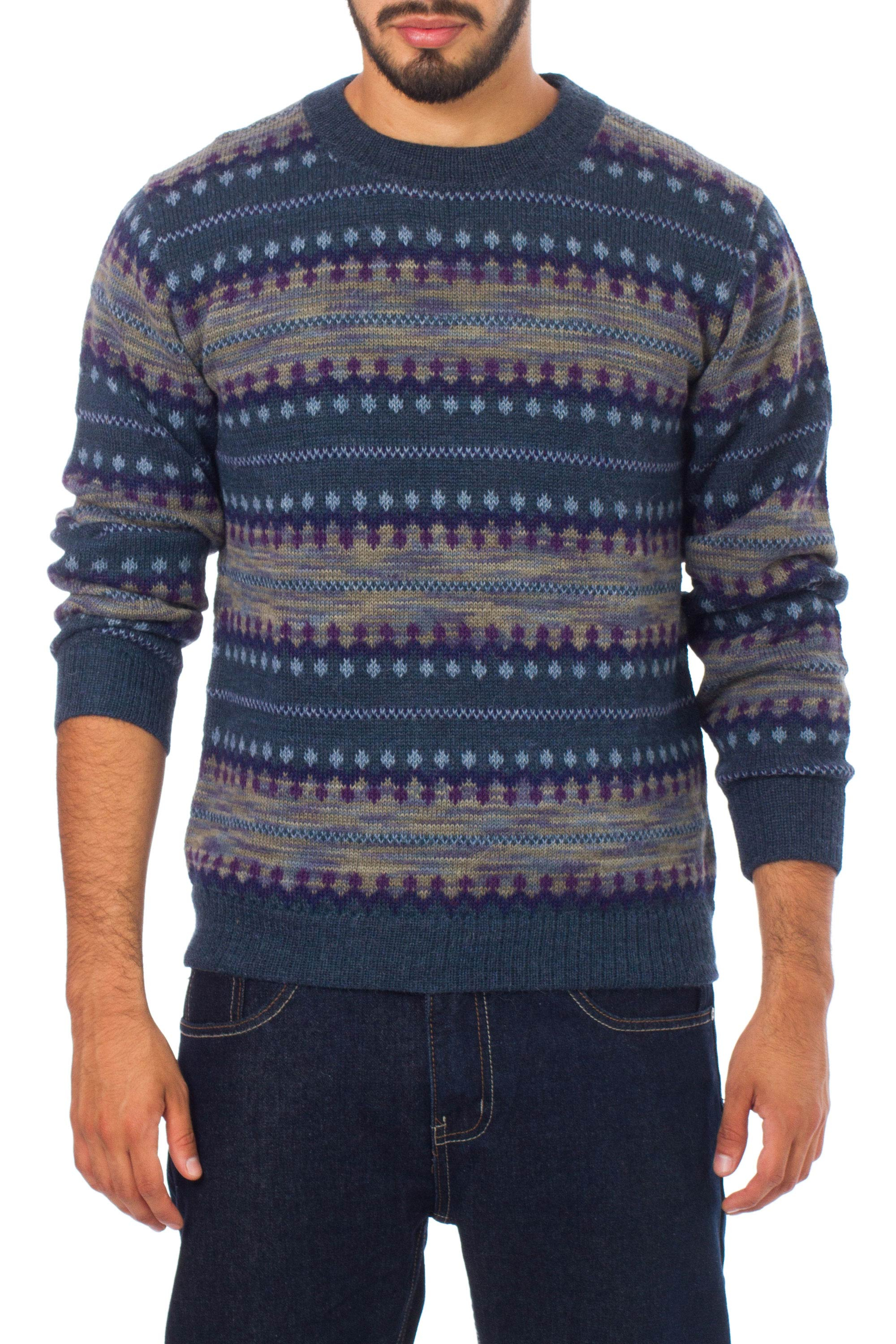 UNICEF Market | Men's Patterned Andean 100% Alpaca Sweater in Shades of ...