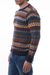 Men's 100% alpaca sweater, 'Colca Melange' - Multicolor Alpaca Men's Sweater with Blue Trim from Peru (image 2b) thumbail