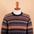 Men's 100% alpaca sweater, 'Colca Melange' - Multicolor Alpaca Men's Sweater with Blue Trim from Peru (image 2g) thumbail