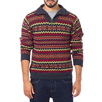 UNICEF Market | Andean Men's Alpaca Knit Pullover Sweater - Vibrant Sunset