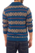 Men's 100% alpaca cardigan, 'Blue Chakana' - Men's Blue and Brown Alpaca Cardigan Sweater from Peru (image 2b) thumbail
