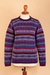 100% alpaca sweater, 'Purple Poppy' - Knit 100% Alpaca Snowflake Pattern Pullover Sweater (image 2e) thumbail