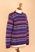 100% alpaca sweater, 'Purple Poppy' - Knit 100% Alpaca Snowflake Pattern Pullover Sweater (image 2f) thumbail