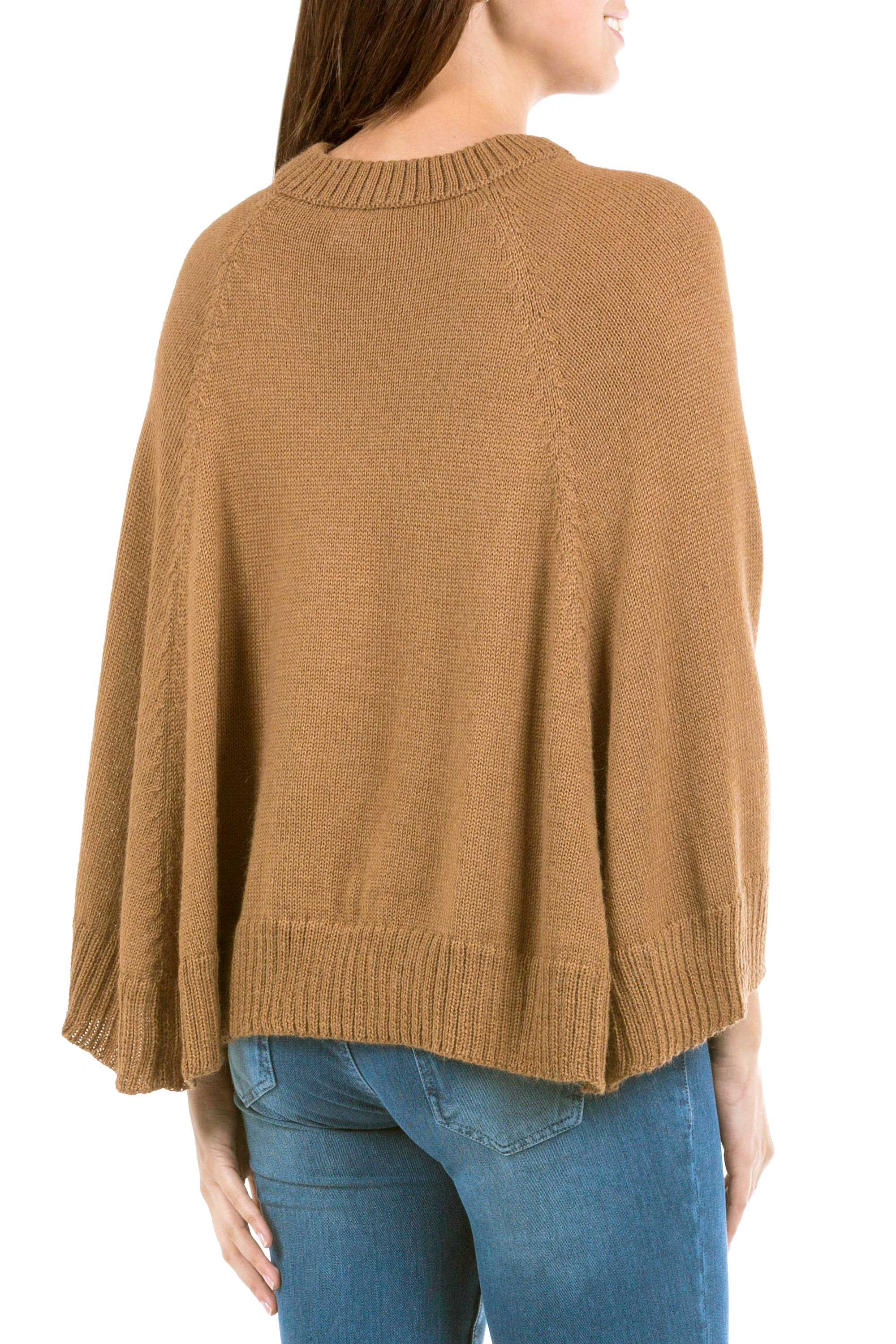 Knit Brown Alpaca Blend Poncho with Fretwork from Peru - Andes in Brown ...