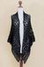100% alpaca shawl, 'Versatile Black' - Hand Knitted Warm Black 100% Alpaca Patterned Shawl (image 2c) thumbail
