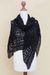 100% alpaca shawl, 'Versatile Black' - Hand Knitted Warm Black 100% Alpaca Patterned Shawl (image 2d) thumbail